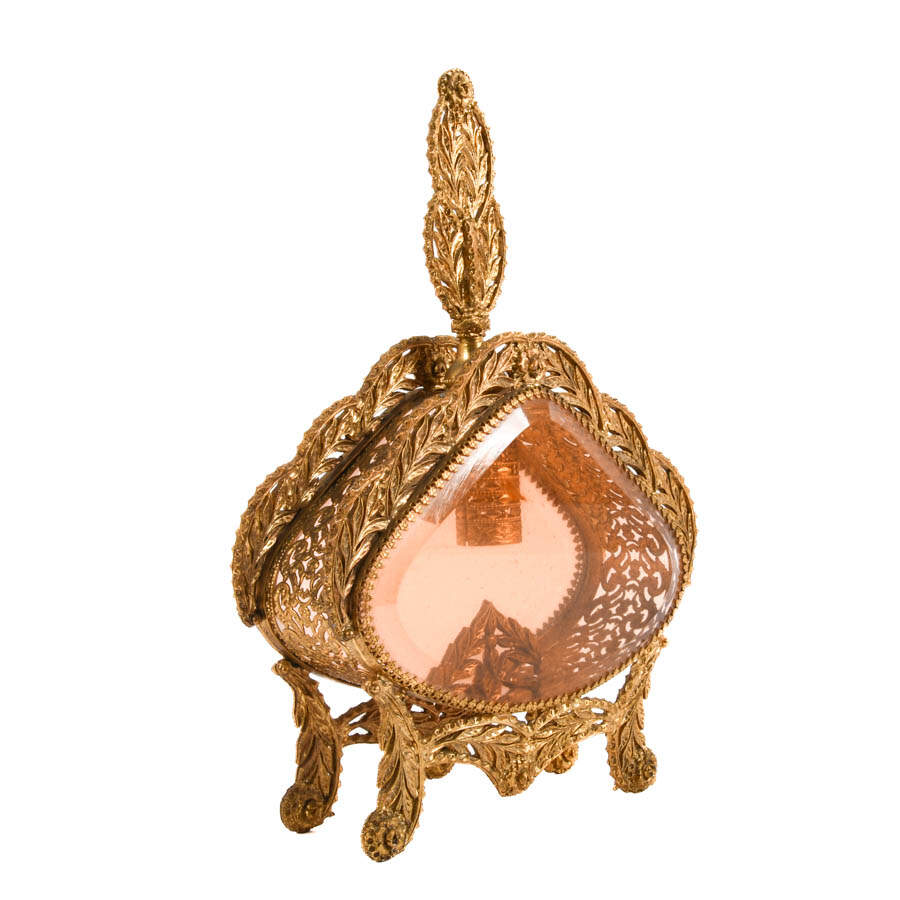 Ornate Footed Teardrop-Shape Filigree Perfume Bottle-4