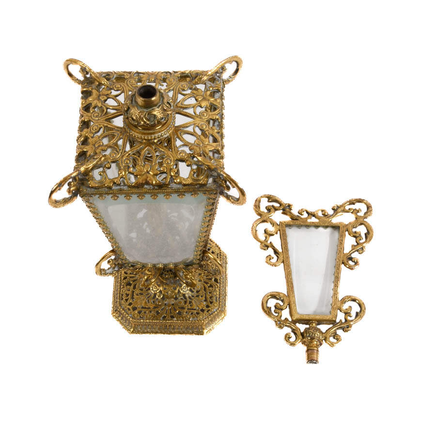 Hollywood Regency Gold Filigree Perfume Bottle-4