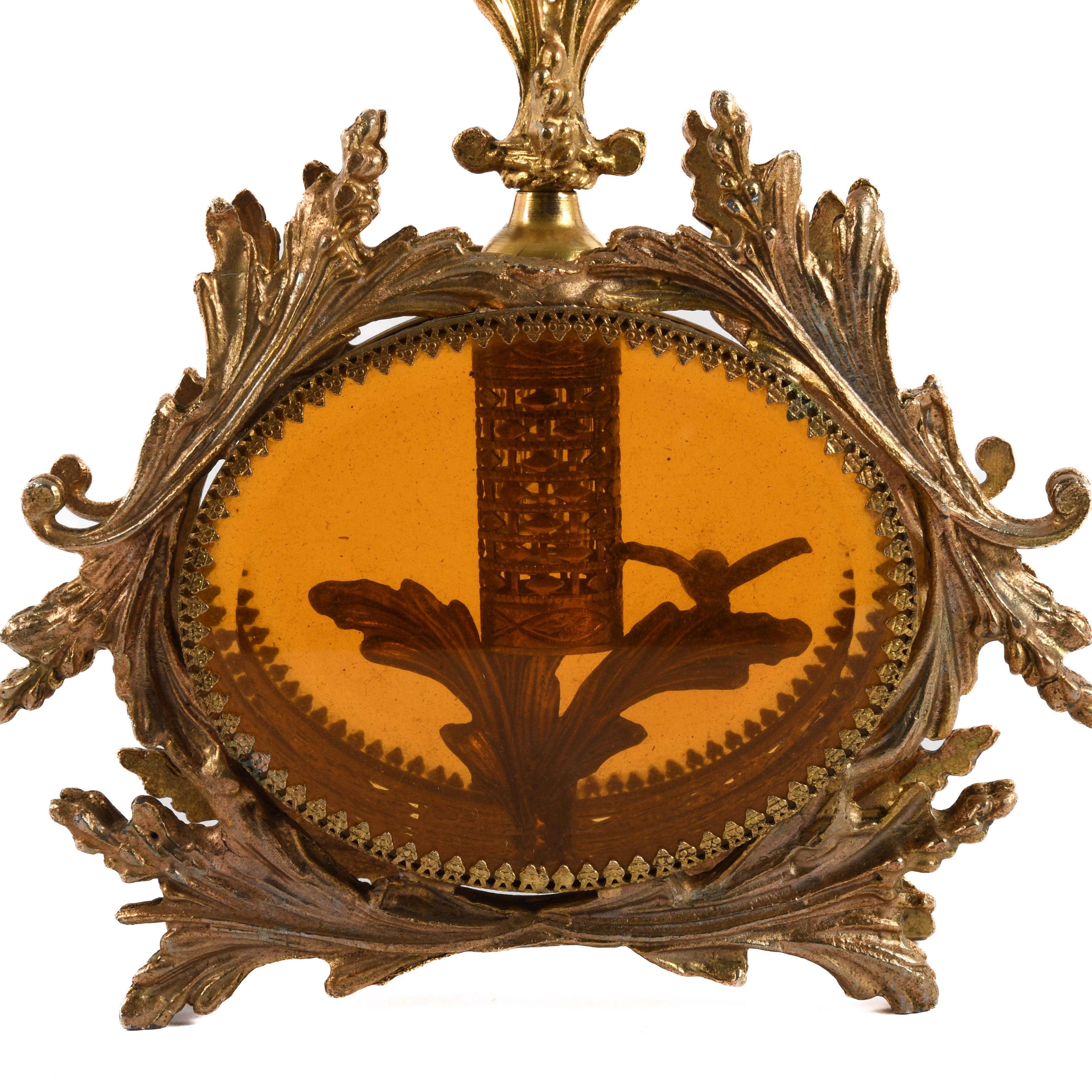 Hollywood Regency Ormolu and Brass Perfume Bottle and Trinket Box-4