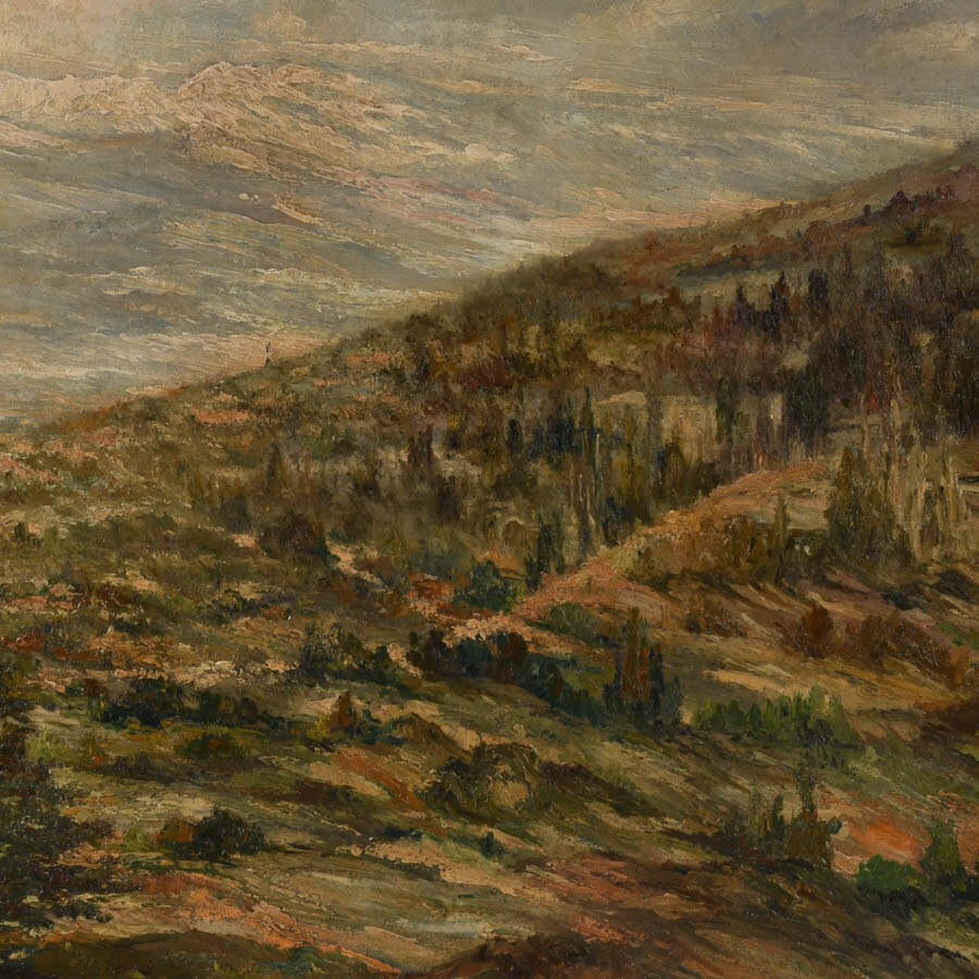 Framed Signed Sprawling Hillside Oil on Canvas-4