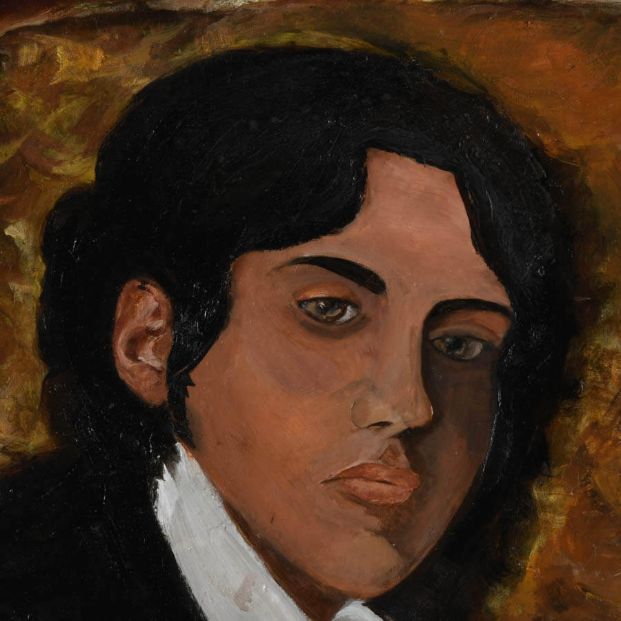 Framed Signed "The White Shawl" Oil on Canvas-3
