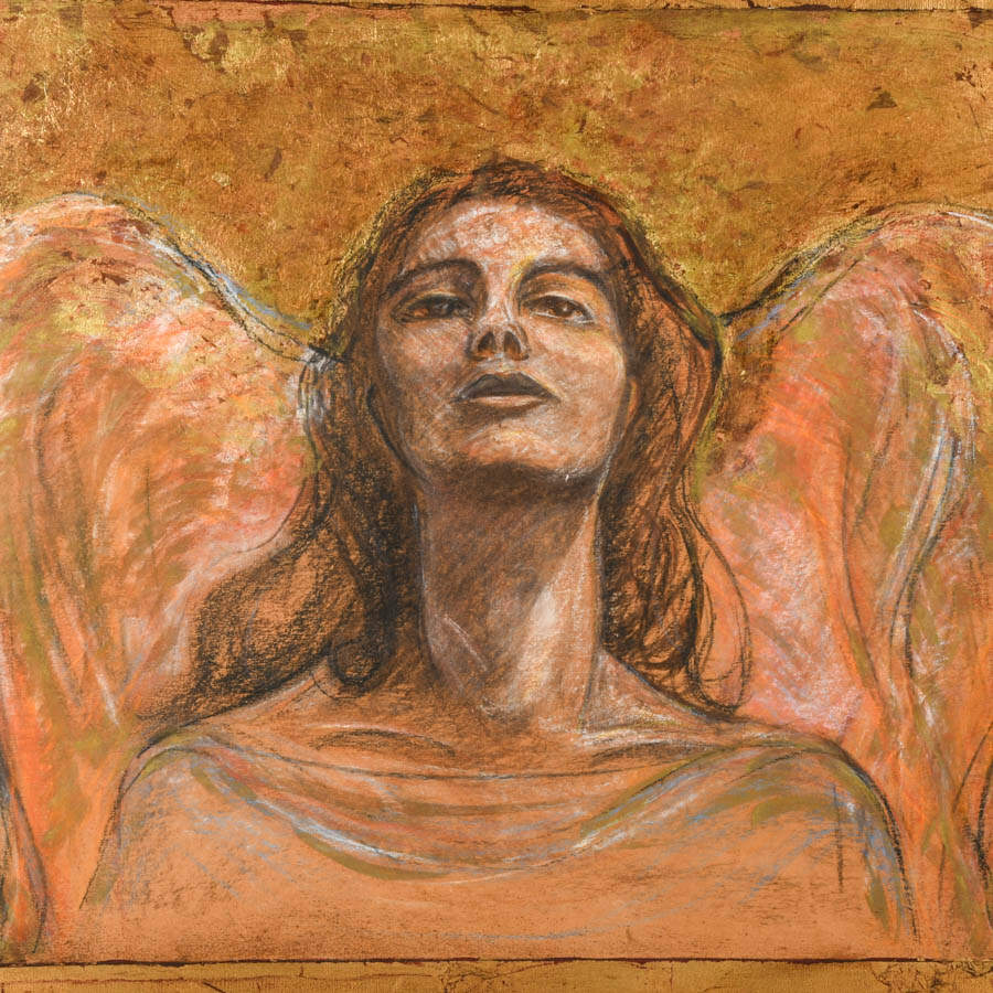 Upward Gazing Angel Artwork on Canvas-2