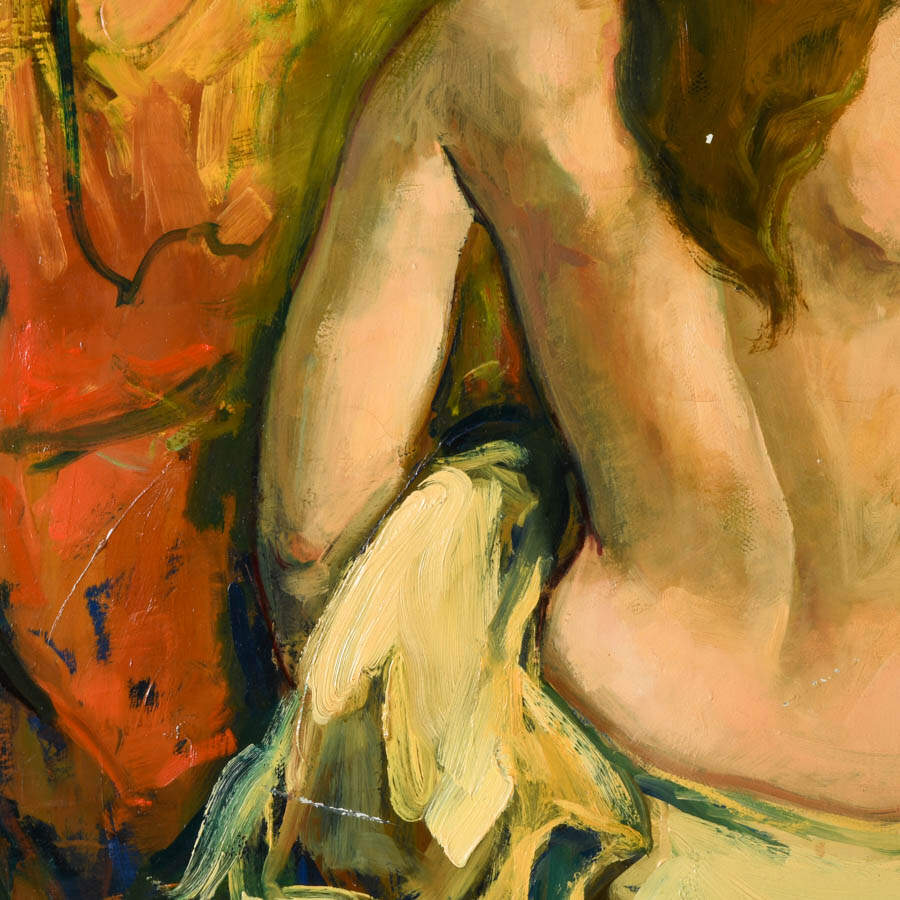 Framed Signed Jan De Ruth Nude from Behind Oil on Canvas-3