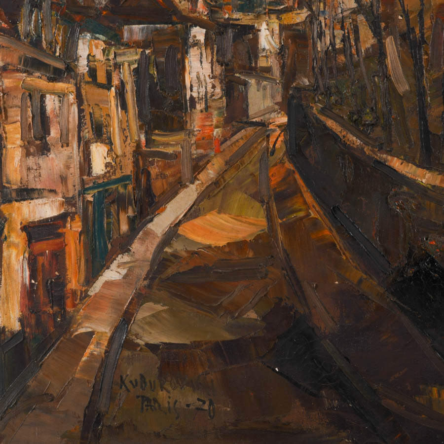 Framed Signed Echoes of the Old Town Oil on Canvas-3