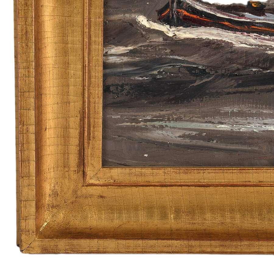 Framed Signed Bridge Over Troubled Waters Oil on Canvas-4