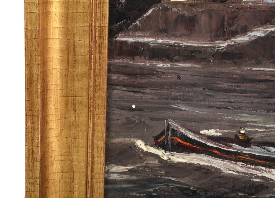 Framed Signed Bridge Over Troubled Waters Oil on Canvas-3