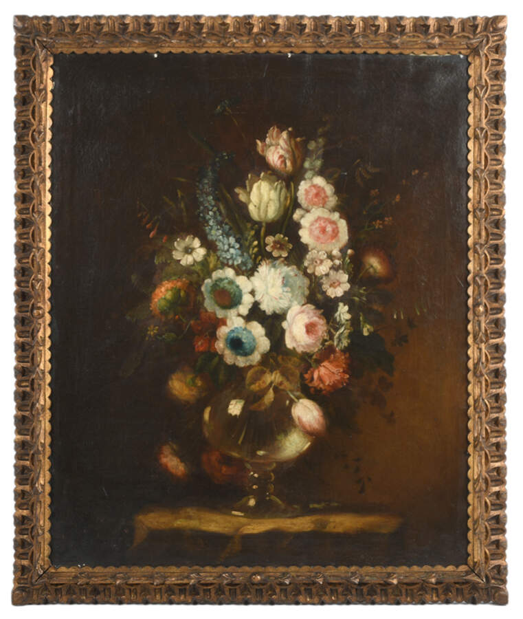 Framed "Baroque Bouquet" Oil on Canvas-1