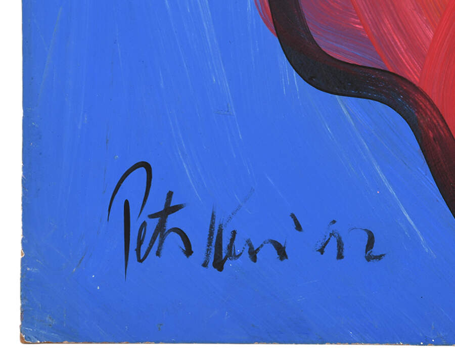 Signed Peter Keil Colorful Face Mix Media on Masonite-3
