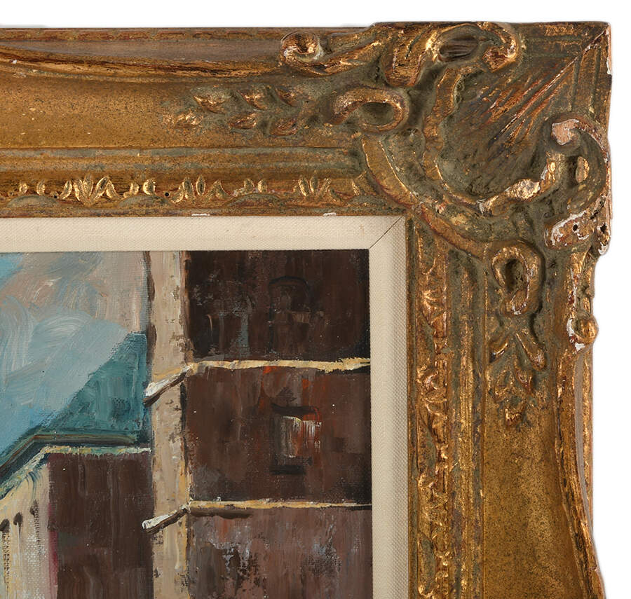 Framed "View of Bruges" Oil on Canvas-7