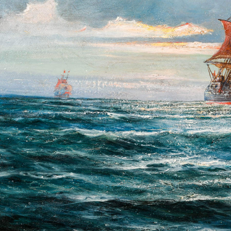 Framed Signed Sobieski Santa Maris on the Horizon Oil on Board-3