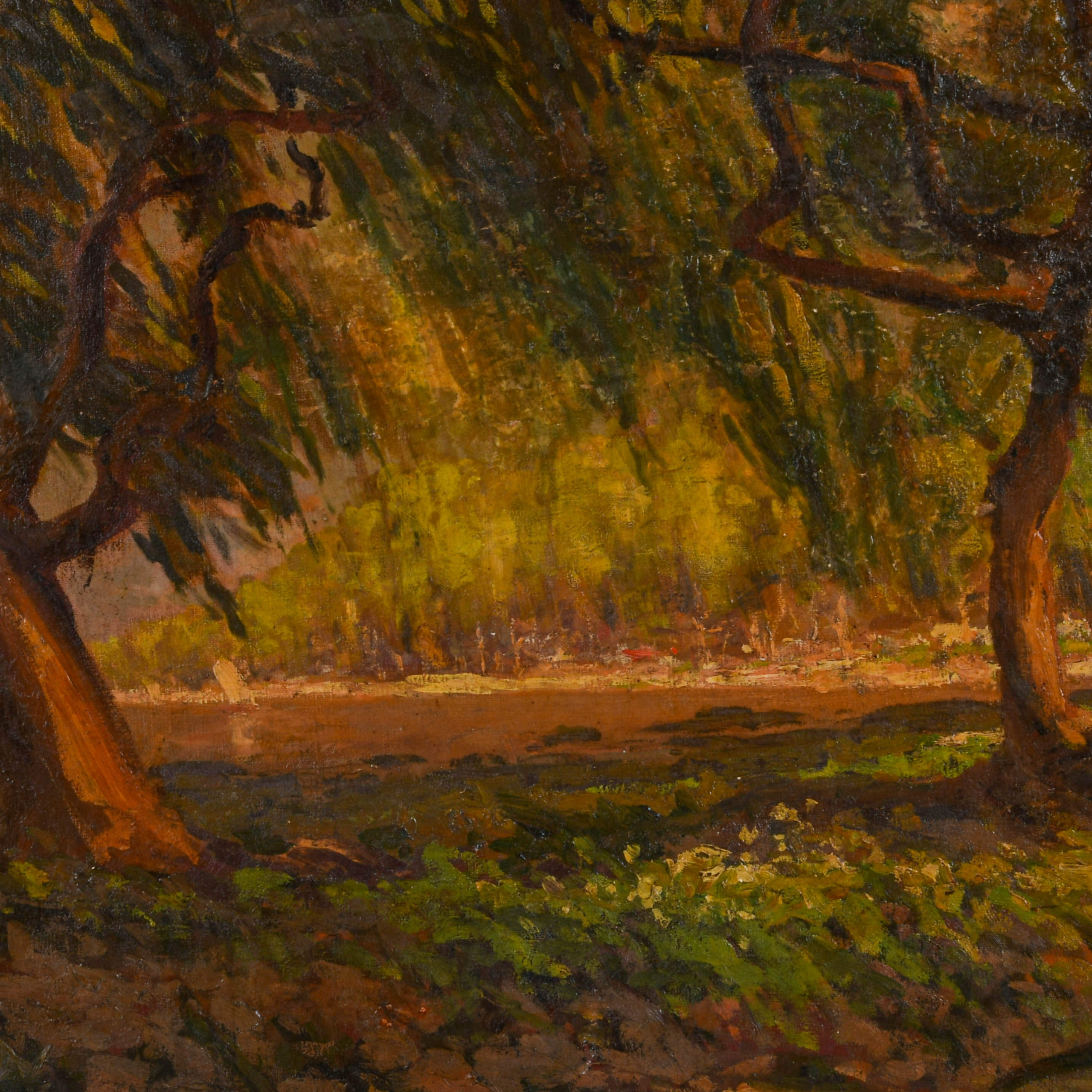 Framed Signed Summer Foliage Oil on Canvas-3