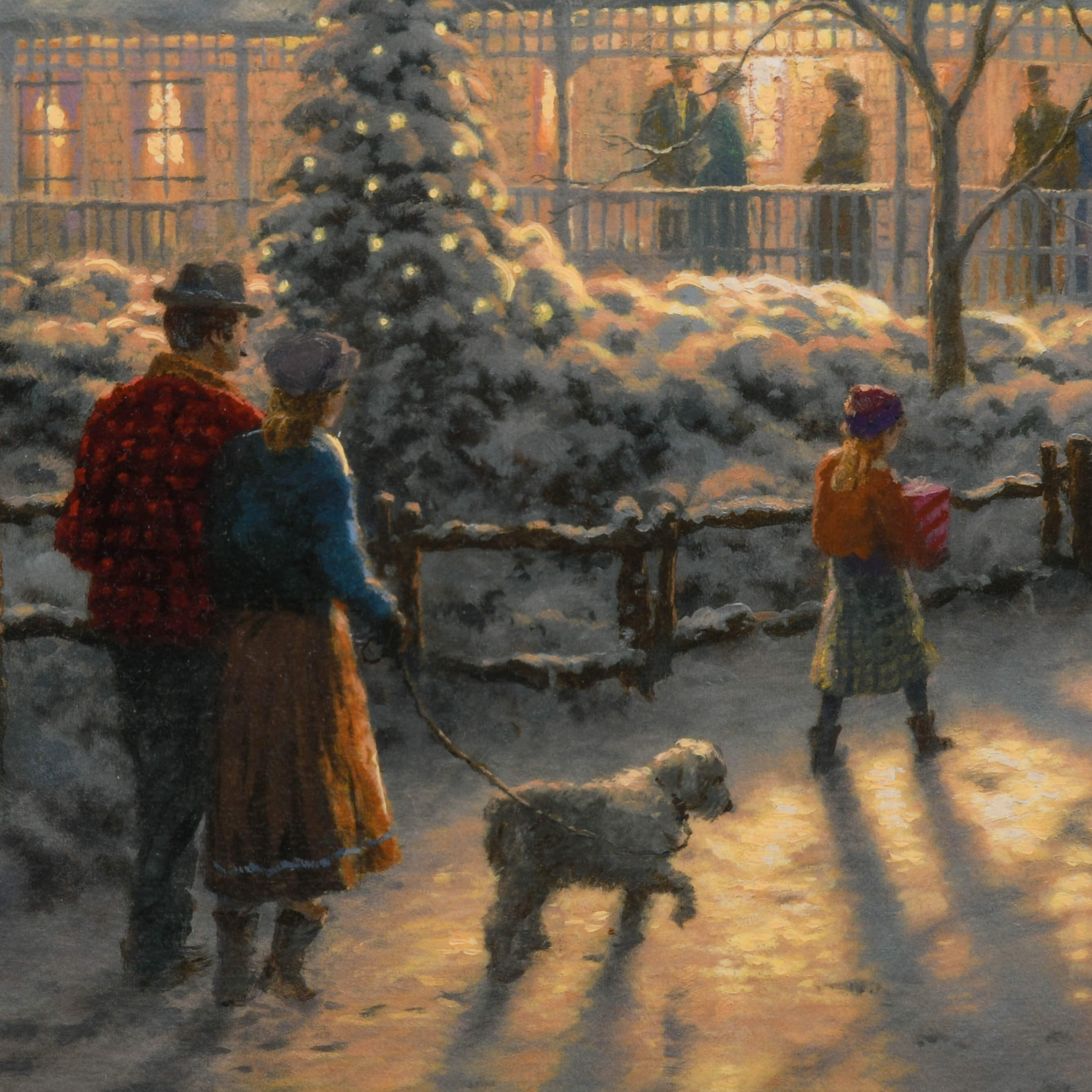 Framed Signed Thomas Kinkade "A Holiday Gathering" Canvas Print-4
