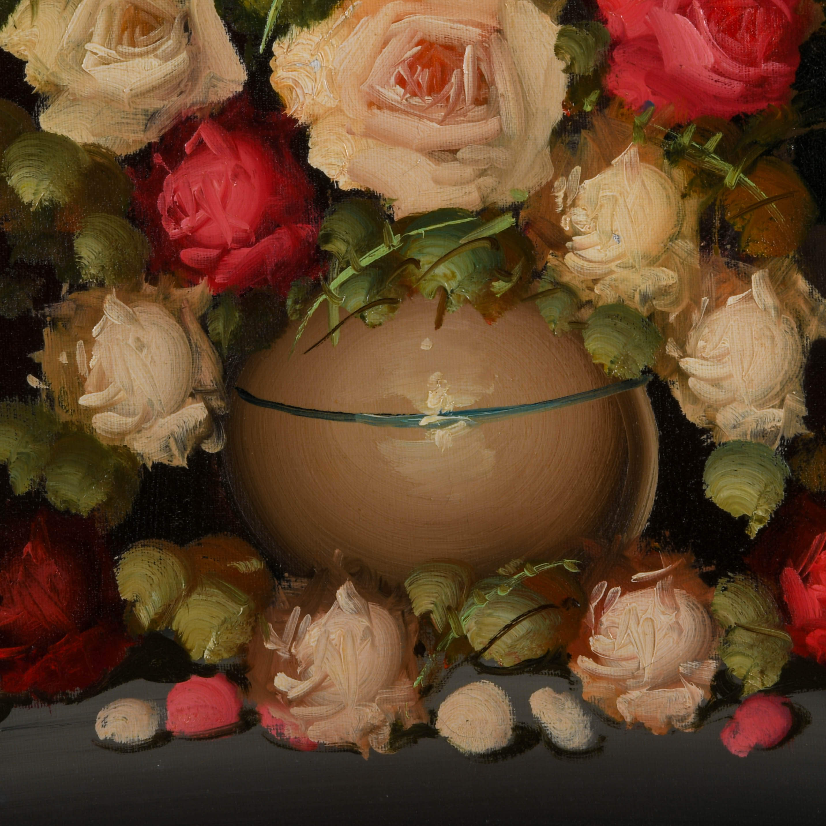 Framed Signed V. Paya Floral Still Oil on Canvas-4