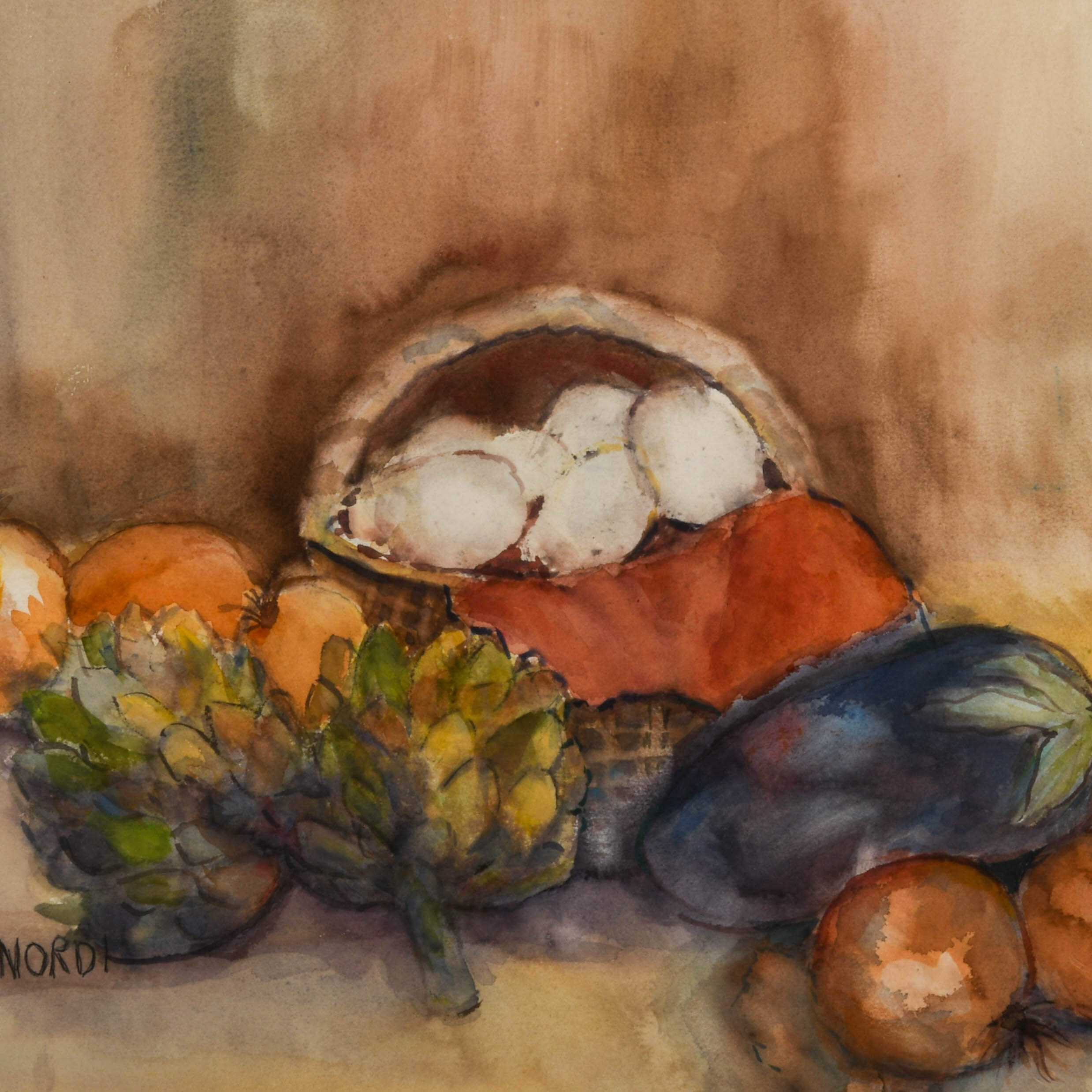 Signed Eleanor "Nordi" McCorquodale Fruit Watercolor-2