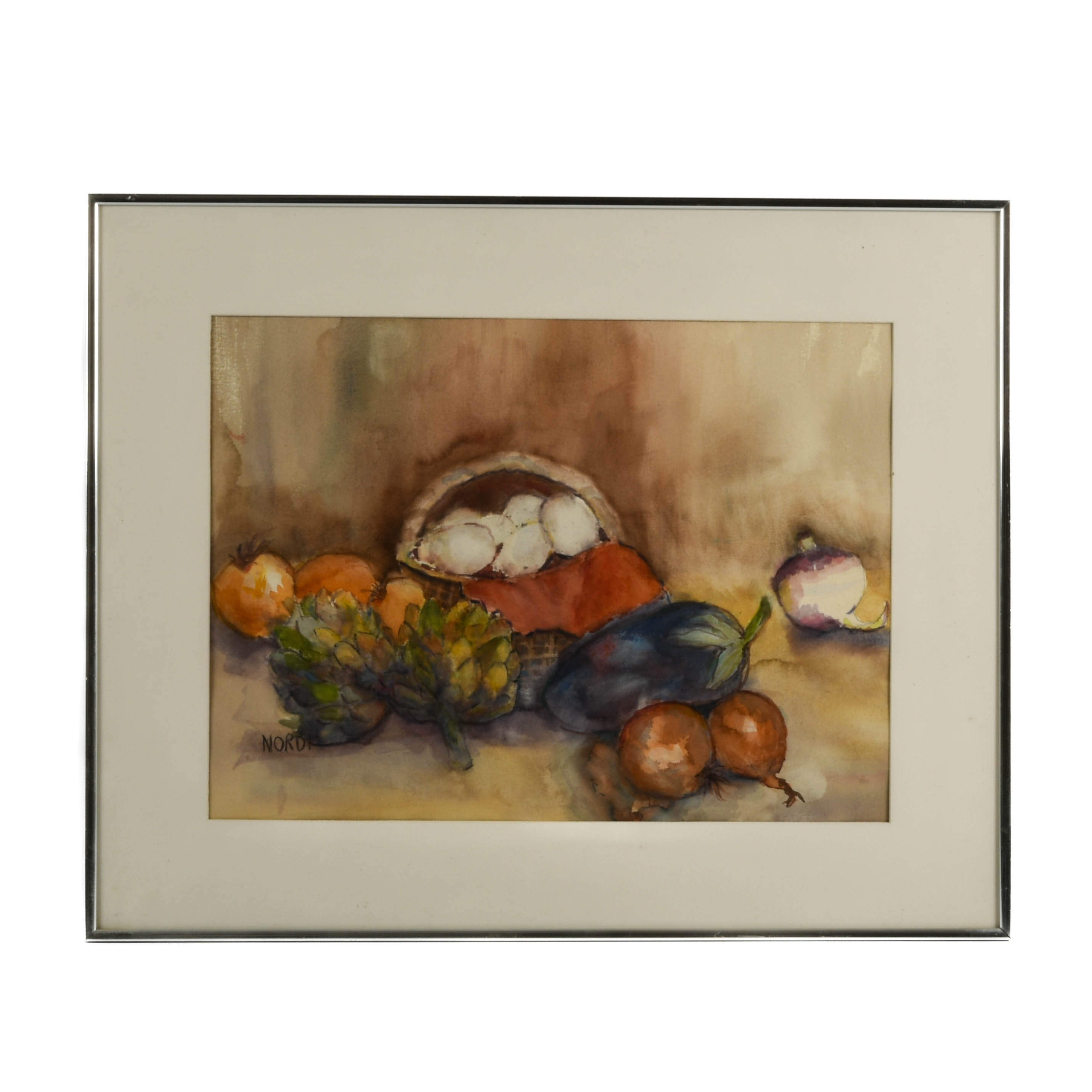 Signed Eleanor "Nordi" McCorquodale Fruit Watercolor-1