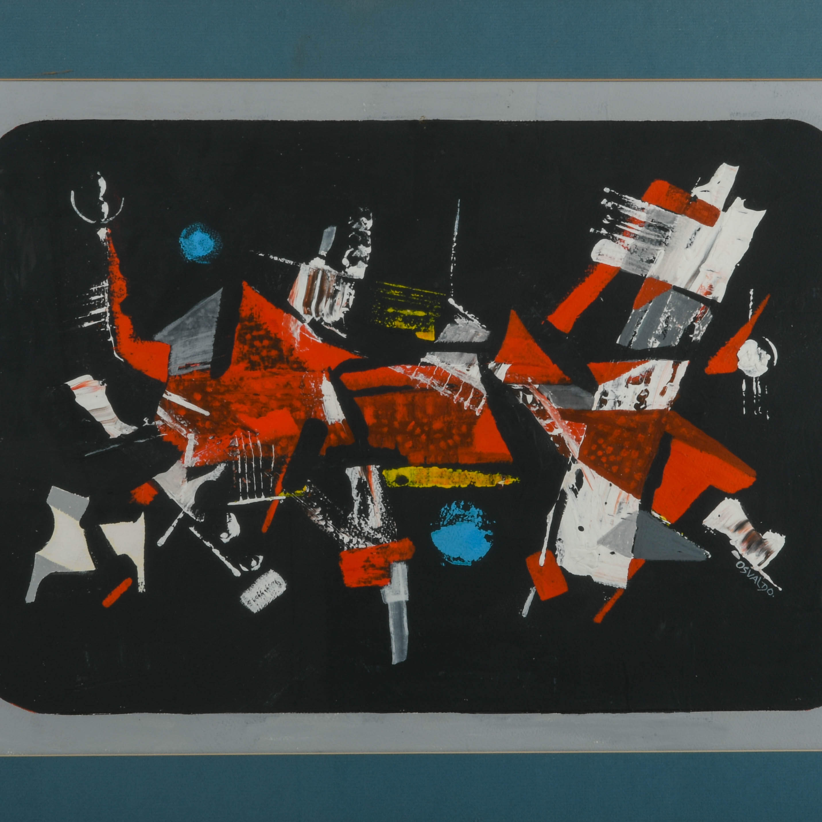 Framed Abstract Acrylic on Paper After Osvaldo Gutierrez-2
