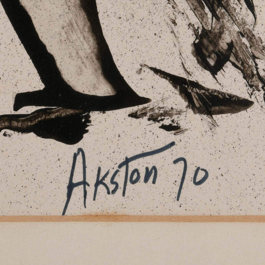 Framed J. Akston "Skaters" Acrylic on Paper-3