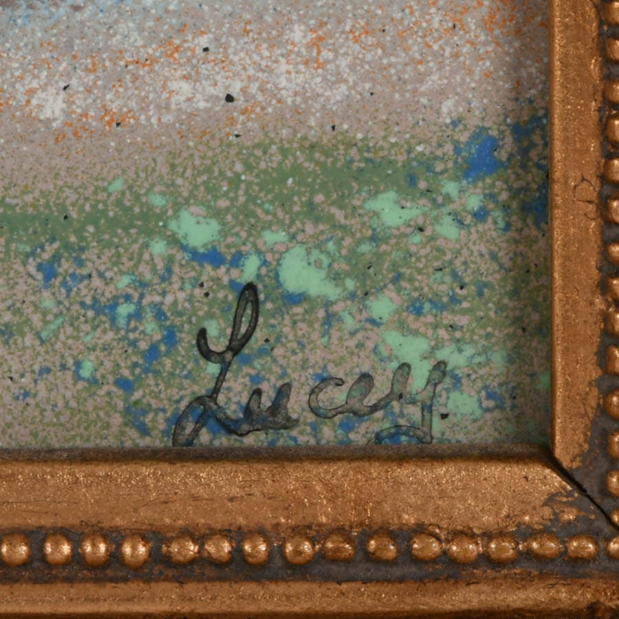 Signed Louis Cardin French Enamel Painting on Copper-3