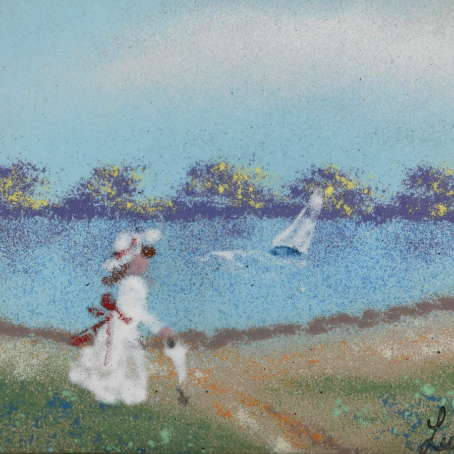 Signed Louis Cardin French Enamel Painting on Copper-2