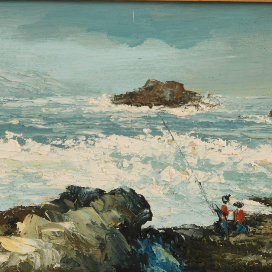 Framed Pair of Signed Boat and Coastal Scene Oil Paintings on Board-8