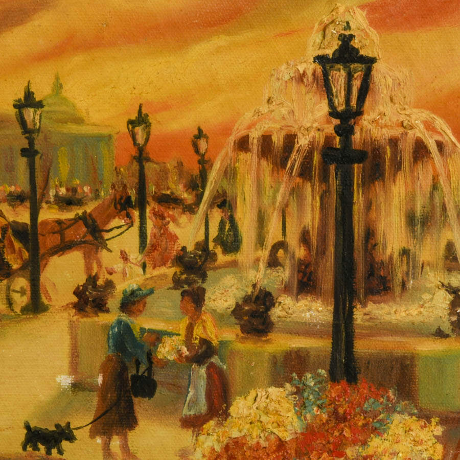 French Signed John Agnello "Palace de la Concorde" Oil on Canvas-3