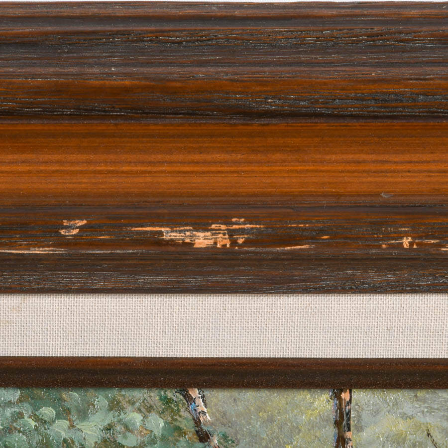 Framed Azalea Landscape Oil on Canvas Signed E. Francois-5