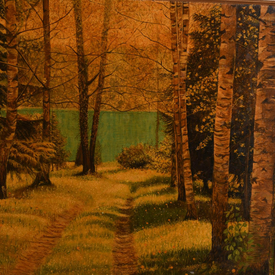Framed Forest Landscape Oil on Canvas Board Signed by N. Licata-5