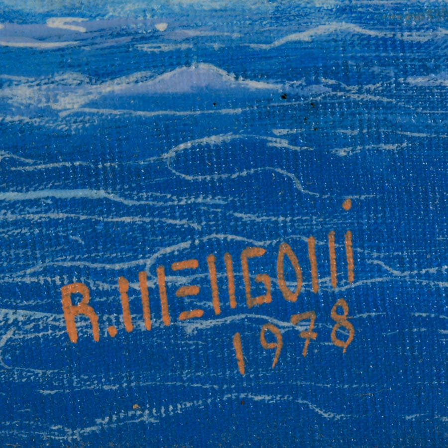 Signed R. Mengoni Surrealist Exposé Acrylic Painting on Canvas-4