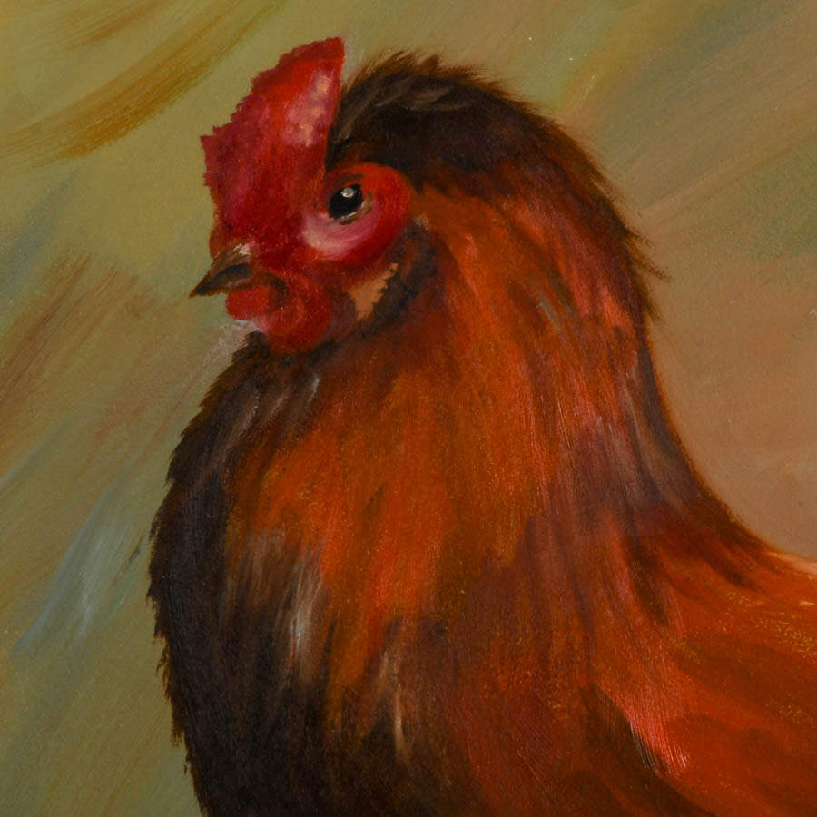 Signed Jayne Brown Chicken Oil on Masonite-2