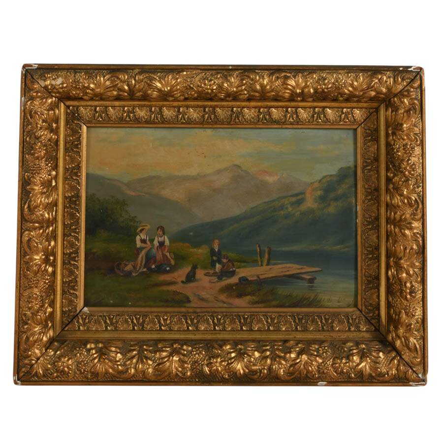 Framed European Landscape Oil on Board-1