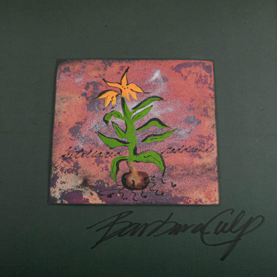 Yellow Fritillaria Raddeana Flower Enamel on Metal Signed Barbra Culp-3
