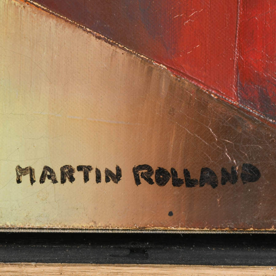 Framed Abstract Oil on Canvas Signed by Martin Rolland-2