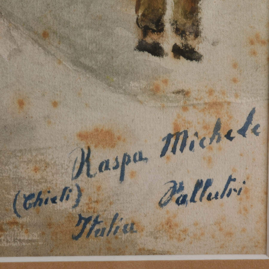 Framed "(Chieti) Pollutri, Italia" Watercolor on Paper by Raspa Michele-3