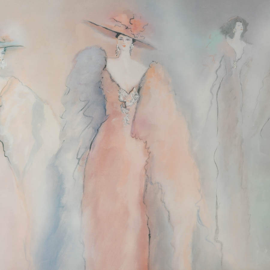 Framed Pastel Ladies Print Attributed to Rhoda Rise Phillips-4