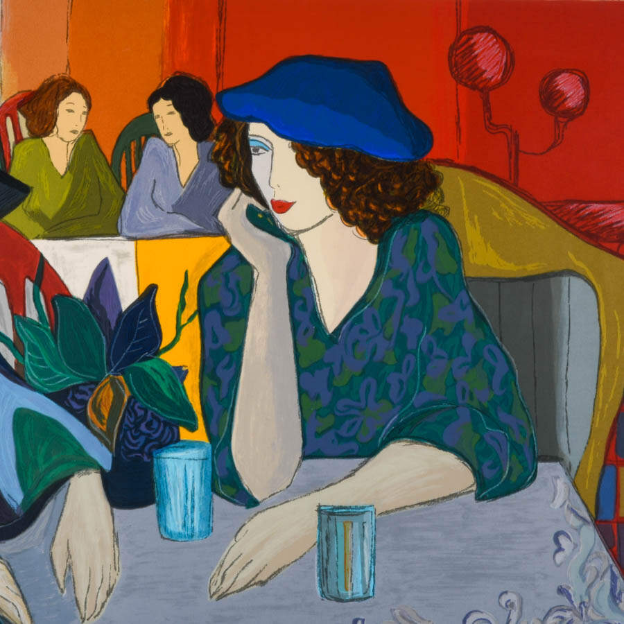 Framed Signed Patricia Govezensky Café Scene Artist's Proof-4