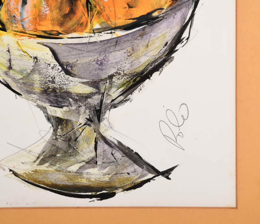 Framed Signed Still Life with Hanging Light Oil on Paper-5