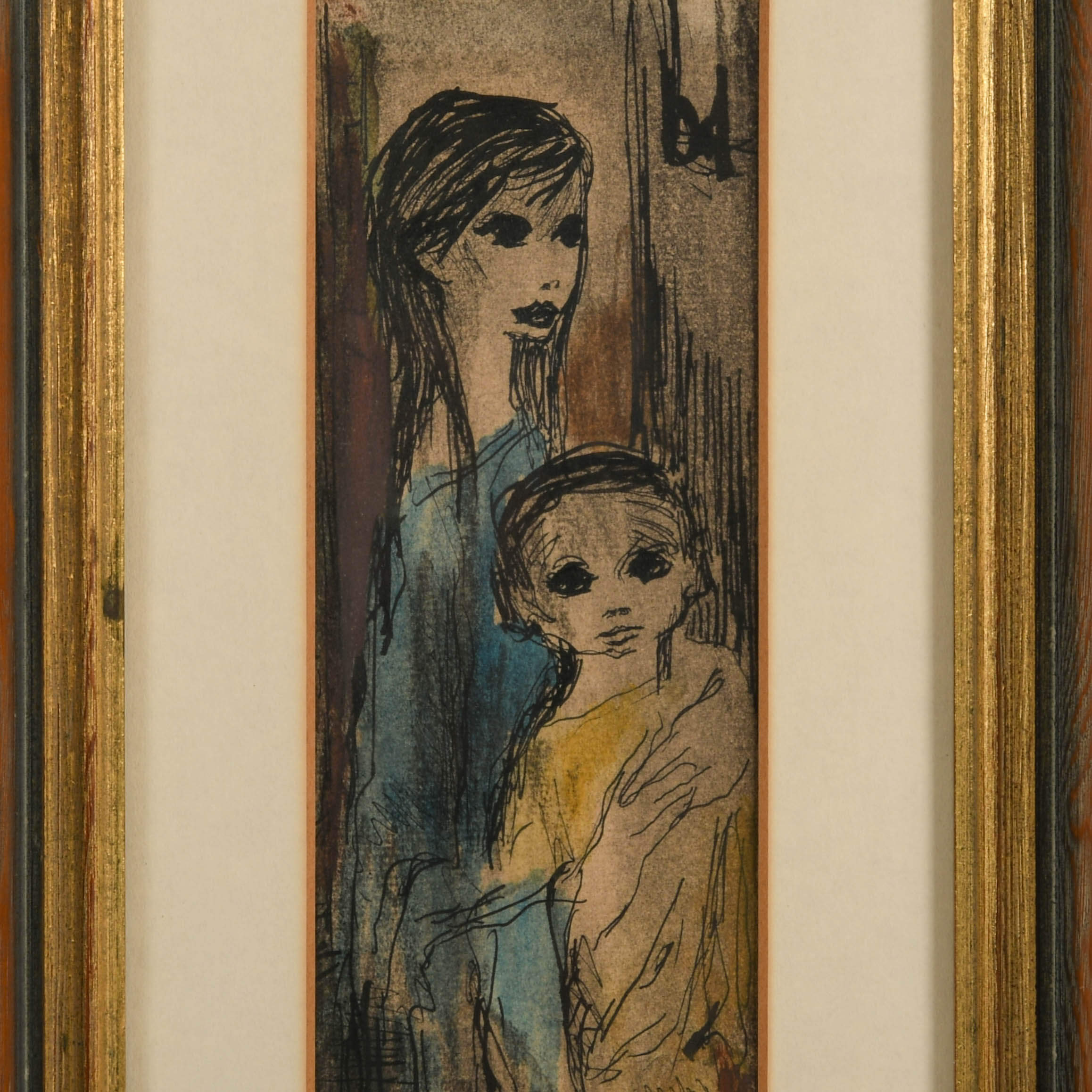 Framed Mother and Child Mixed Media Artwork-2