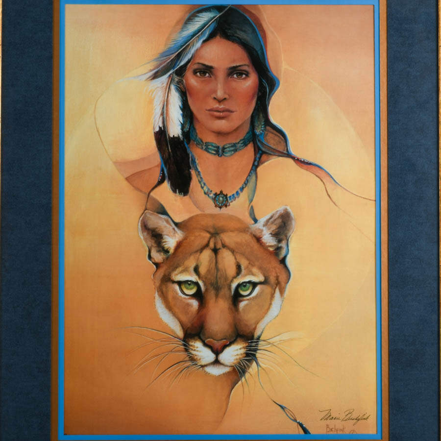 Framed "Cougar and Maiden" Lithograph by Marie Buchfink-3
