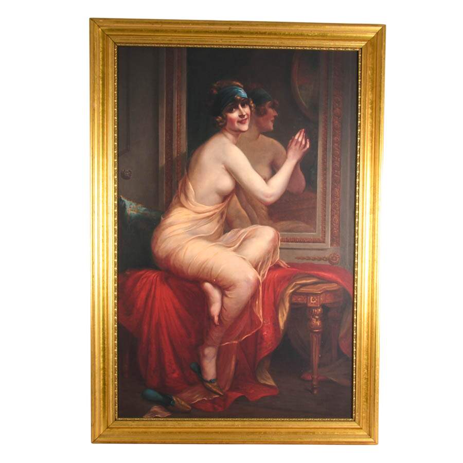 Framed "La Coquette Surprise" Giclée on Canvas After François Martin-Kavel-1