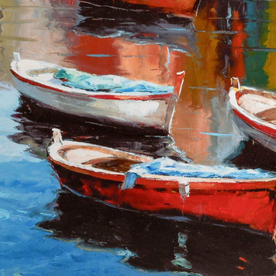 Mediterranean Port Scene Giclée on Canvas-2