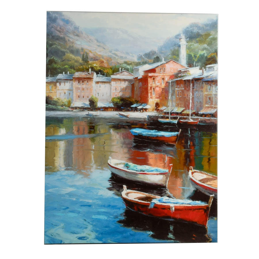 Mediterranean Port Scene Giclée on Canvas-1