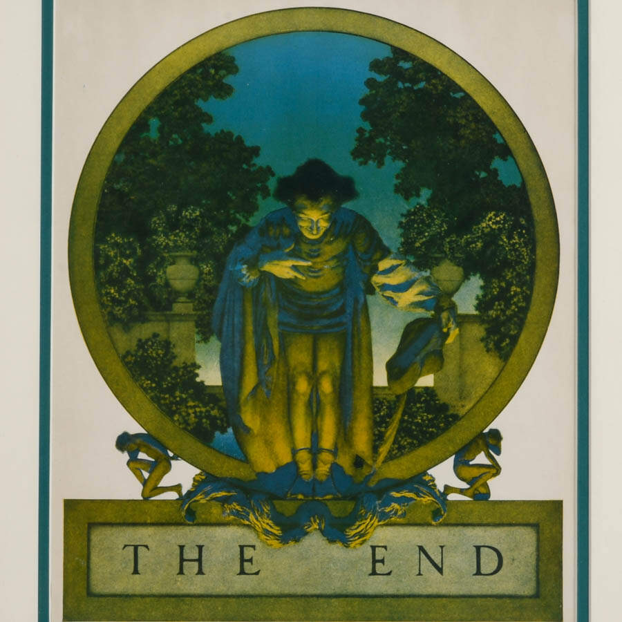 "The End" Print on Paper After Maxfield Parrish in Carved Wood Frame-2
