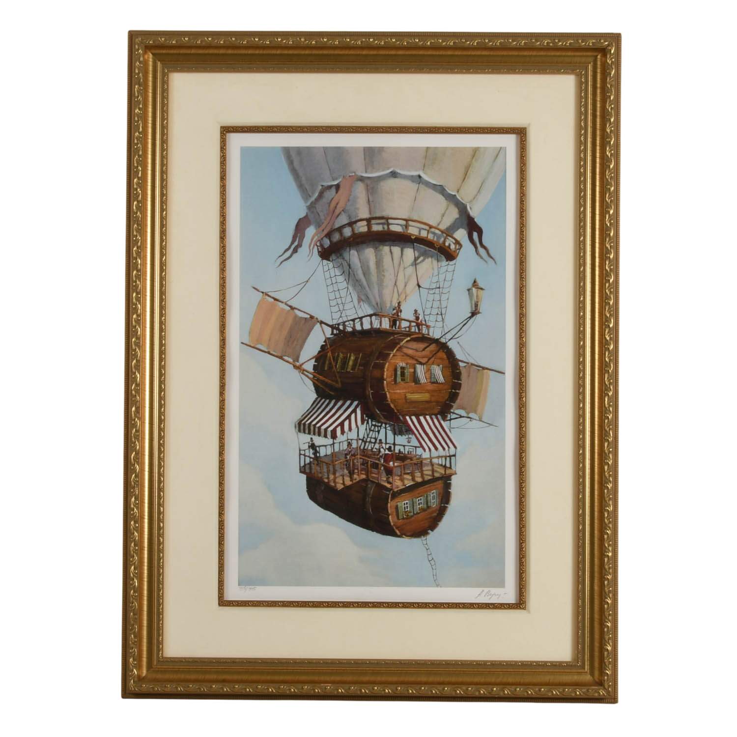 Framed Signed Andrey Vereshagin "House of a Wine Maker" Serio-Lithograph-1