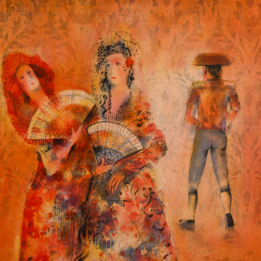 Framed "Dos Majas" Lithograph Signed & Numbered 190/260 by Jose Puig Marti-2
