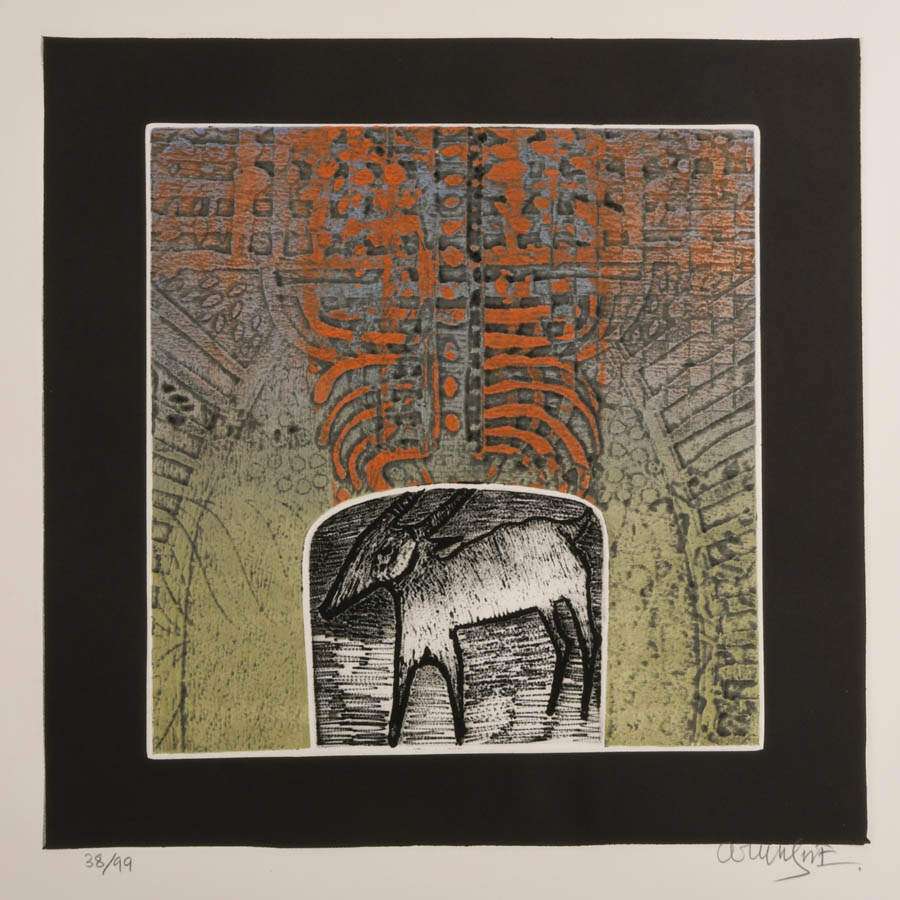 "Goat" Aquatint Etching on Paper Signed & Numbered 38/99 by Arun Bose-2