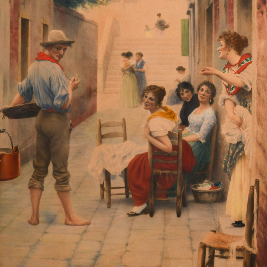 Framed "The Flirtatious Maid" Lithograph Print After Eugene de Blaas-5