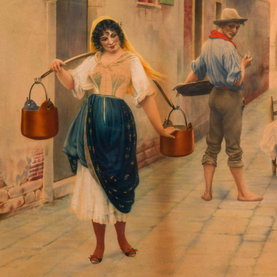 Framed "The Flirtatious Maid" Lithograph Print After Eugene de Blaas-4