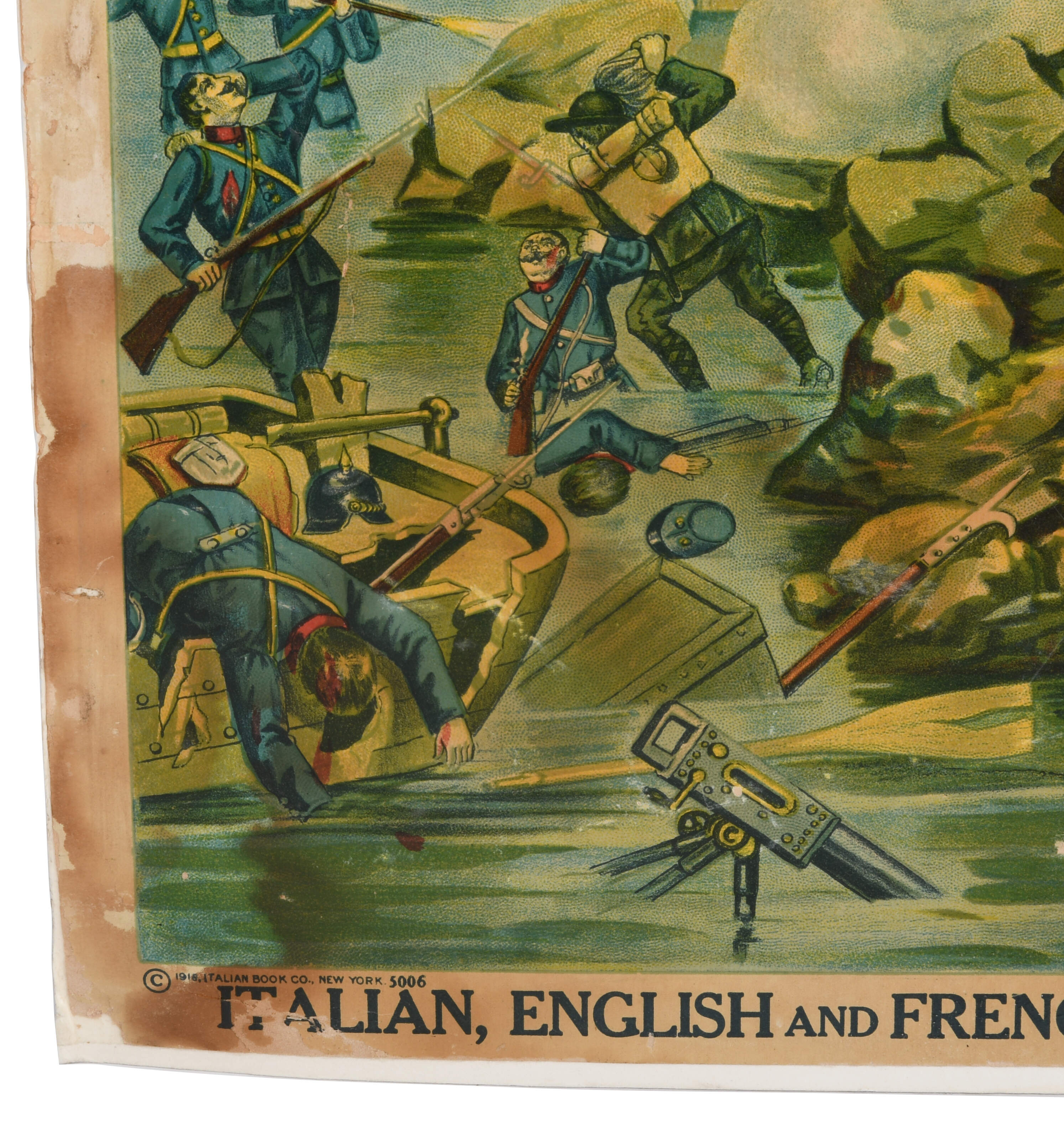 Antique Lithograph Poster Titled "The Great Battle on the Piave"-4