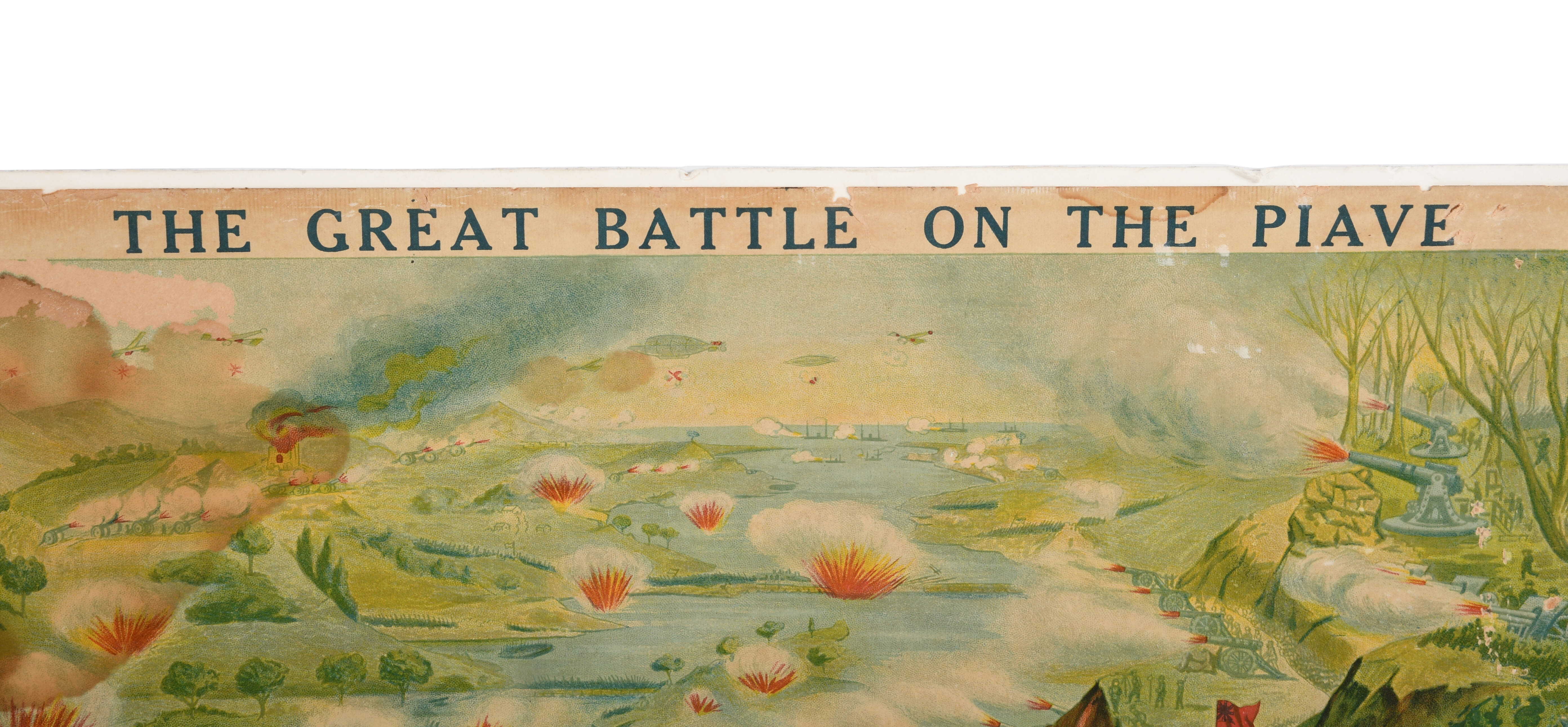 Antique Lithograph Poster Titled "The Great Battle on the Piave"-3