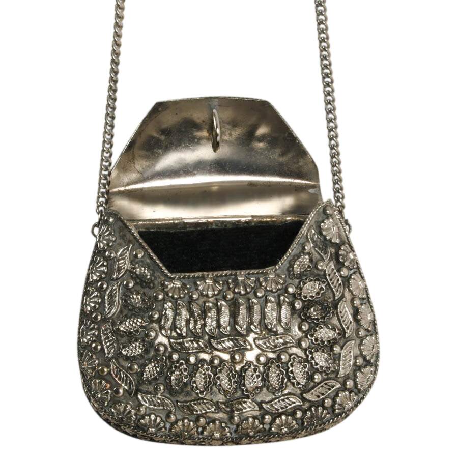 Vintage Sajai Metal Box Purse with Black Agate-8